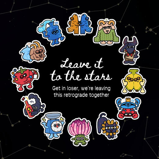 Silly Astrology stickers pubmat